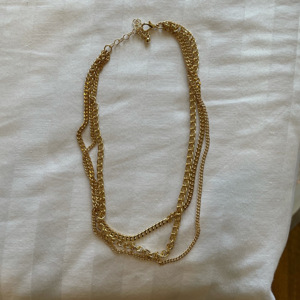 Gold 3 Chain Necklace